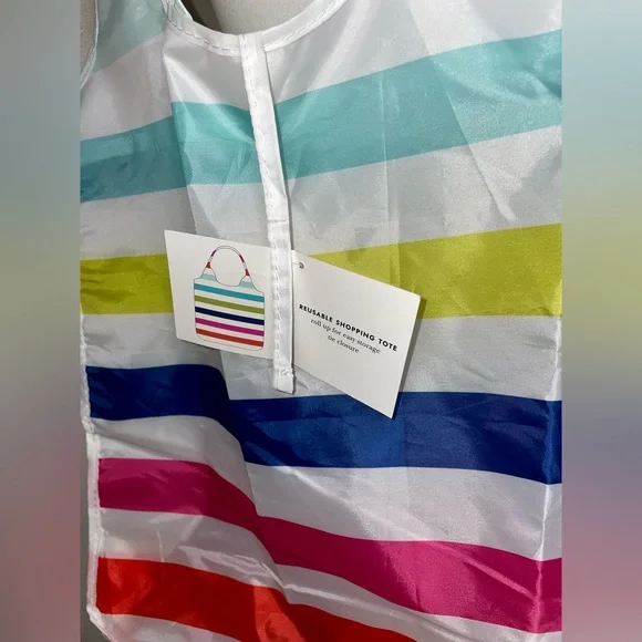 🎉HP🎉New! Kate Spade New York Rainbow Stripe Reusable/Packable Tote Bag🌈Last One - Picture 8 of 10